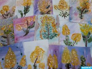 Мастер-класс по рисованию нетрадиционным способом «Ветка мимозы» в подготовительной группе