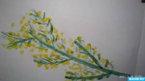 Рисование «Веточка мимозы» в нетрадиционной технике во второй младшей группе