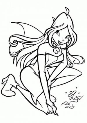 Раскраска Девушка разглядывает клевер