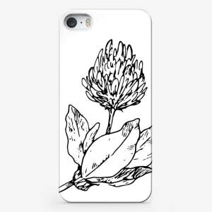 Чехол iPhone «цветок клевера, цветущий луговой клевер скетч с листиками»
