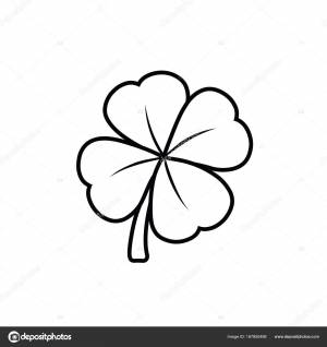 Четырёхлистный клевер черно-белый векторный рисунок Векторное изображение ©zaremsky