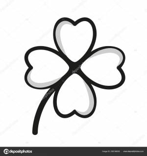 Четырехлистный клевер черно-белый простой рисунок Векторное изображение ©krissikunterbunt 248146638