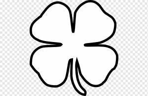 Четырёхлистный клевер Черно-белый, Shamrock Outline, белый, лицо, лист png