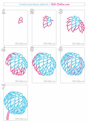 Как нарисовать георгин поэтапно карандашом