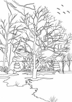 Раскраска Зимний пейзаж