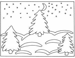 Раскраска Зимний Пейзаж