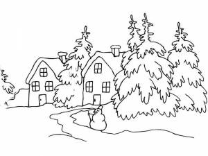Зима природа раскраска