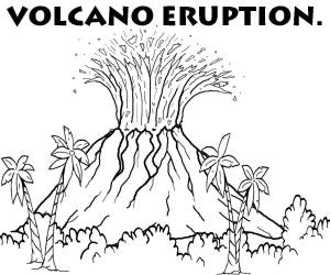 Раскраски Раскраска Вулкан еруптион Вулкан