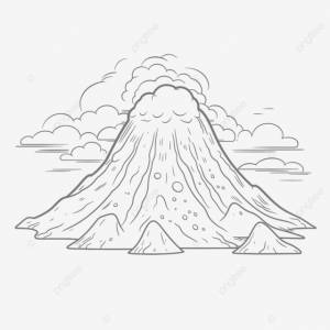 рисунок вулкан гора с облаком и кратером раскраски страницу векторная иллюстрация иораени набросок эскиз PNG , рисунок облака, горный рисунок, рисунок крыла PNG картинки и пнг рисунок для й загрузки