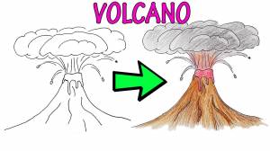 как нарисовать вулкан