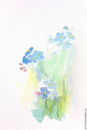 Картина Незабудки акварель 10х15 см в интернет-магазине на Ярмарке Мастеров