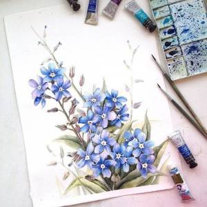 Незабудки акварелью