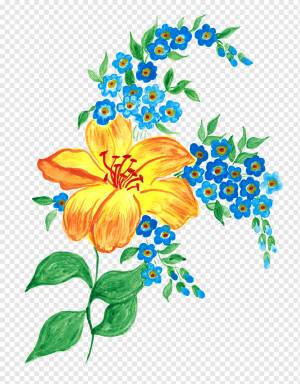 Цветы, Растение, Акварель, Ля, Незабудки, Желтая Ля, Красивая, Блум, Цветение, Флора, png