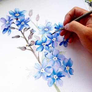 Незабудки акварелью