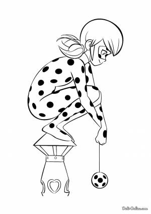 Раскраска Лед Баг сидит на фонаре