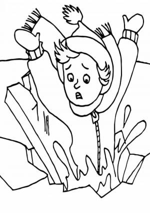 Раскраски Безопасность зимой для детей