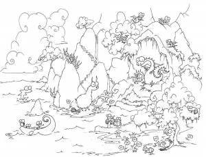 Раскраски лесу, Раскраска Звери и насекомые в лесу лес