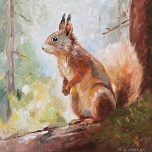 Белка в лесу