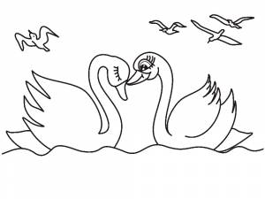 Раскраска Лебедь