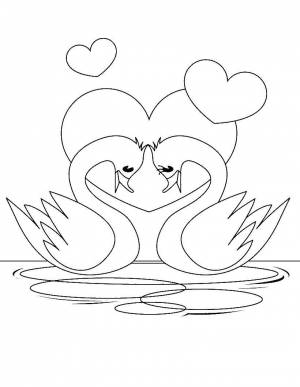 Раскраски Раскраска Влюбленные лебеди 