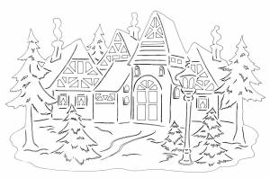 Раскраски Зимний пейзаж