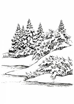Раскраски Зимний пейзаж