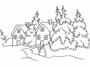 Раскраска Зимний пейзаж