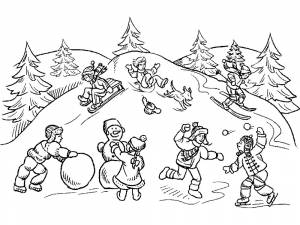 Раскраски Зимние забавы