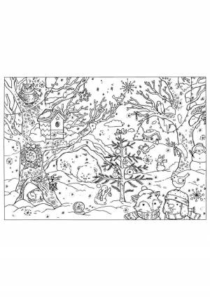 Раскраски, Зимний лес