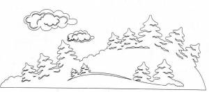 Раскраска зимний пейзаж