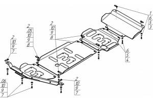 Защита MOTODOR алюминиевая 5 мм Toyota Sequoia hybrid V=3,5, 4WD, с 2022 г 32529