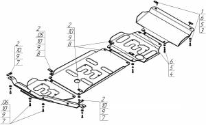 Защита картера Двигателя, Переднего дифференциала, КПП, Радиатора, Разд