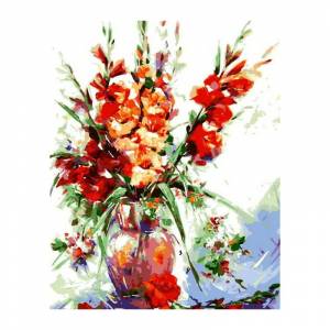 Картина по номерам Гладиолусы в вазе Раскраска акриловыми красками на холсте Menglei MG7749 недорого