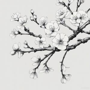 Ветка вишневого дерева простой рисунок ручная роспись