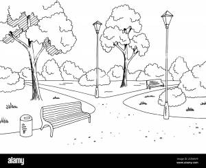 Парк рисунок легкий карандашом