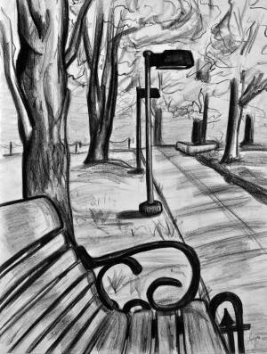 Рисунок парка карандашом