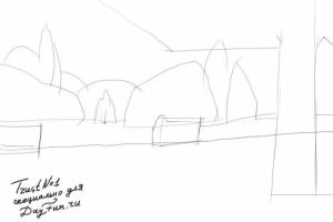 Как нарисовать парк карандашом поэтапно 1