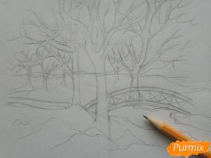 Рисуем зимний парк карандашами