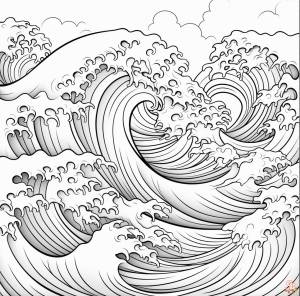 Раскраски волны для печати  для детей и взрослых