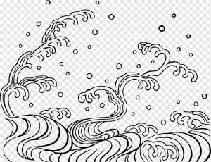Винтаж, Эскиз, Рисование, Волна, Море, Океан, Прибой, Всплеск, Вода, Волнистые, png
