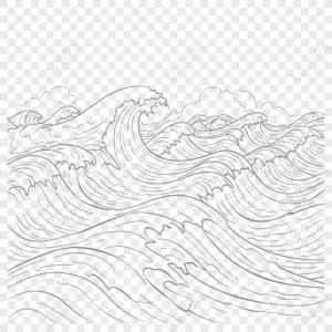 берег черно-белая раскраска с морскими волнами на заднем плане очертания эскиза вектор,белый рисунок изображение_Фото номер 380536804_EPS Формат изображения_ru