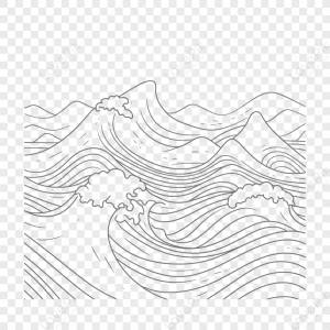 страница раскраски с волнами на белом контурном рисунке эскиза вектор,белый рисунок изображение_Фото номер 380536854_EPS Формат изображения_ru