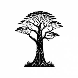Баобаб икона ручной рисунки черного цвета дерево логотип векторный элемент и символ
