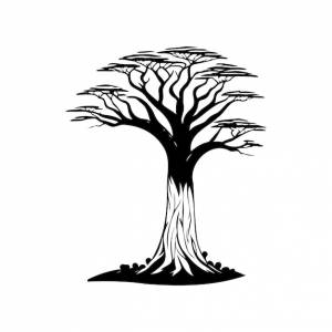 Баобаб икона ручной рисунки черного цвета дерево логотип векторный элемент и символ