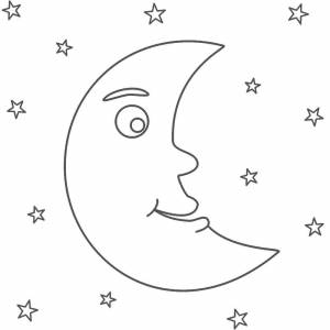Раскраски Раскраска Месяц среди звезд луна детские