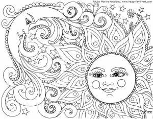 Раскраски Раскраска Месяц и солнце узоры детские