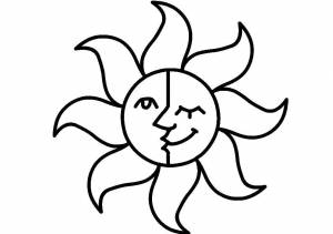 Раскраски Раскраска Солнце месяц Солнце детские