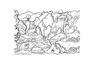 Раскраска водопад