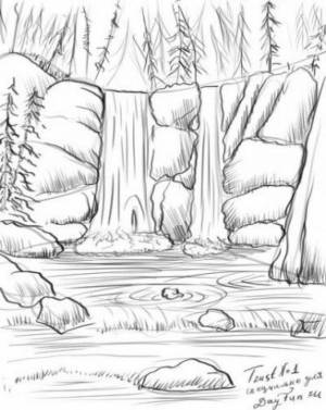 водопад карандашом