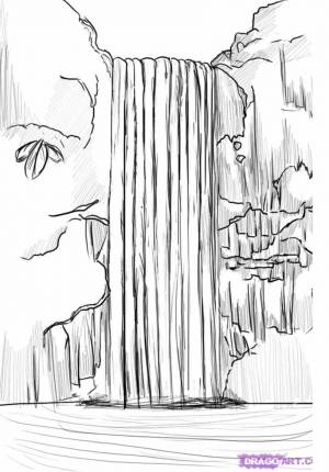 Водопад рисунок легкий